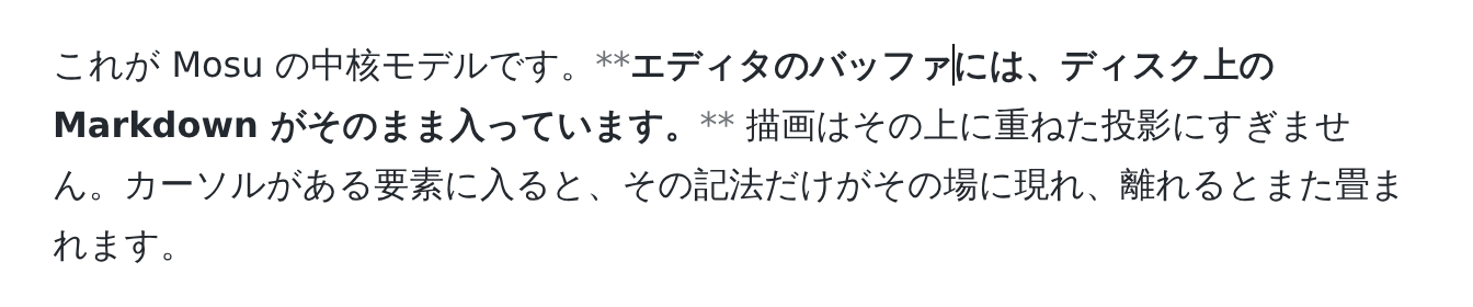 カーソルが入ると、太字の両側にアスタリスクが現れる